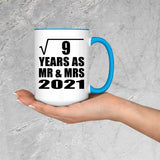 3rd Anniversary Square Root of 9 Years As Mr & Mrs 2021 - 15oz Accent Mug Blue