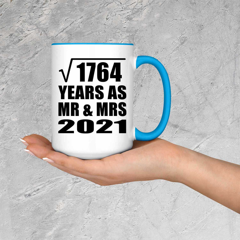 42nd Anniversary Square Root of 1764 Years As Mr & Mrs 2021 - 15oz Accent Mug Blue