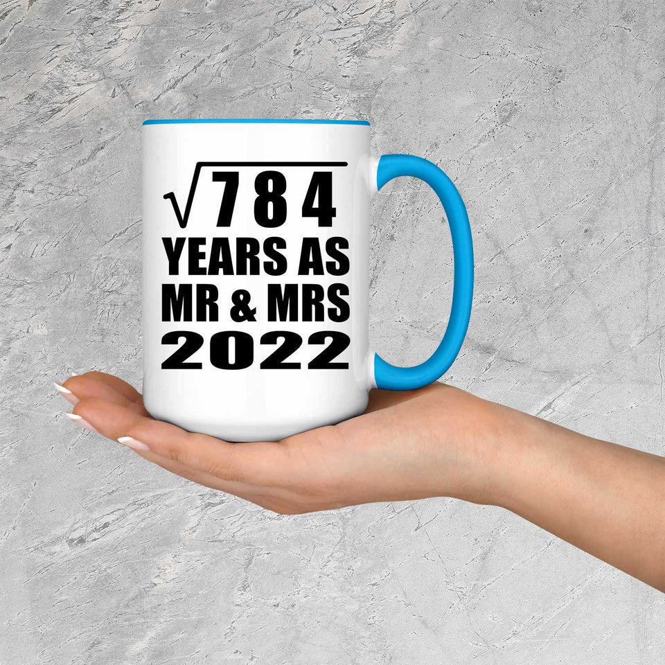 28th Anniversary Square Root of 784 Years As Mr & Mrs 2022 - 15oz Accent Mug Blue