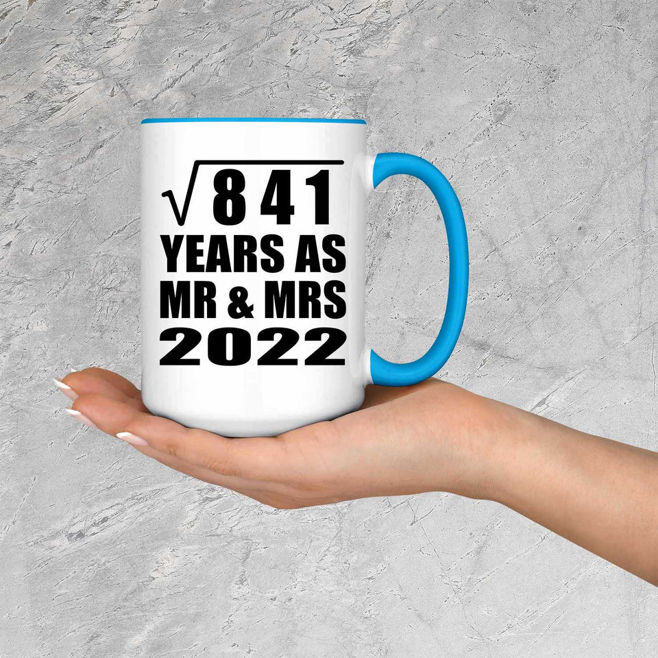 29th Anniversary Square Root of 841 Years As Mr & Mrs 2022 - 15oz Accent Mug Blue
