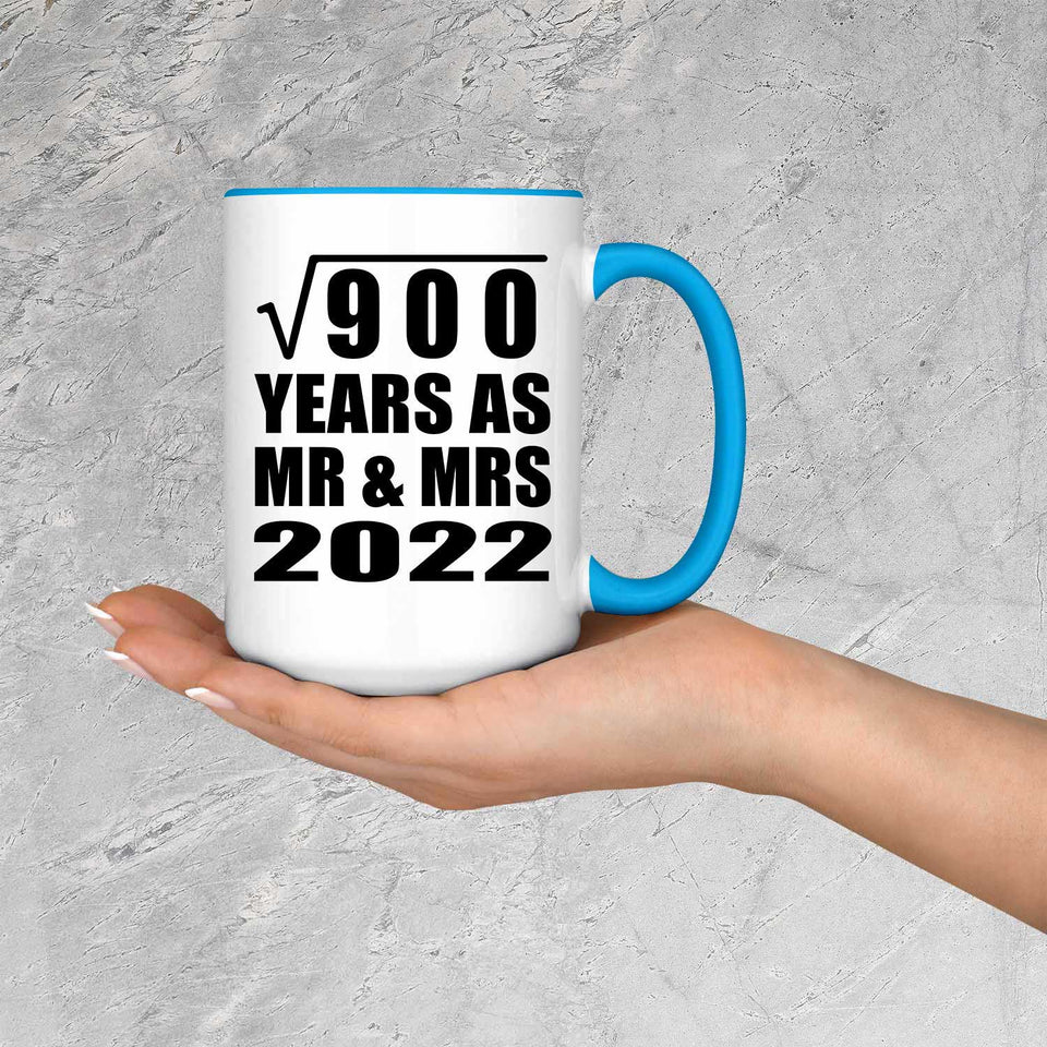 30th Anniversary Square Root of 900 Years As Mr & Mrs 2022 - 15oz Accent Mug Blue