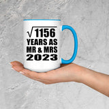 34th Anniversary Square Root of 1156 Years As Mr & Mrs 2023 - 15oz Accent Mug Blue