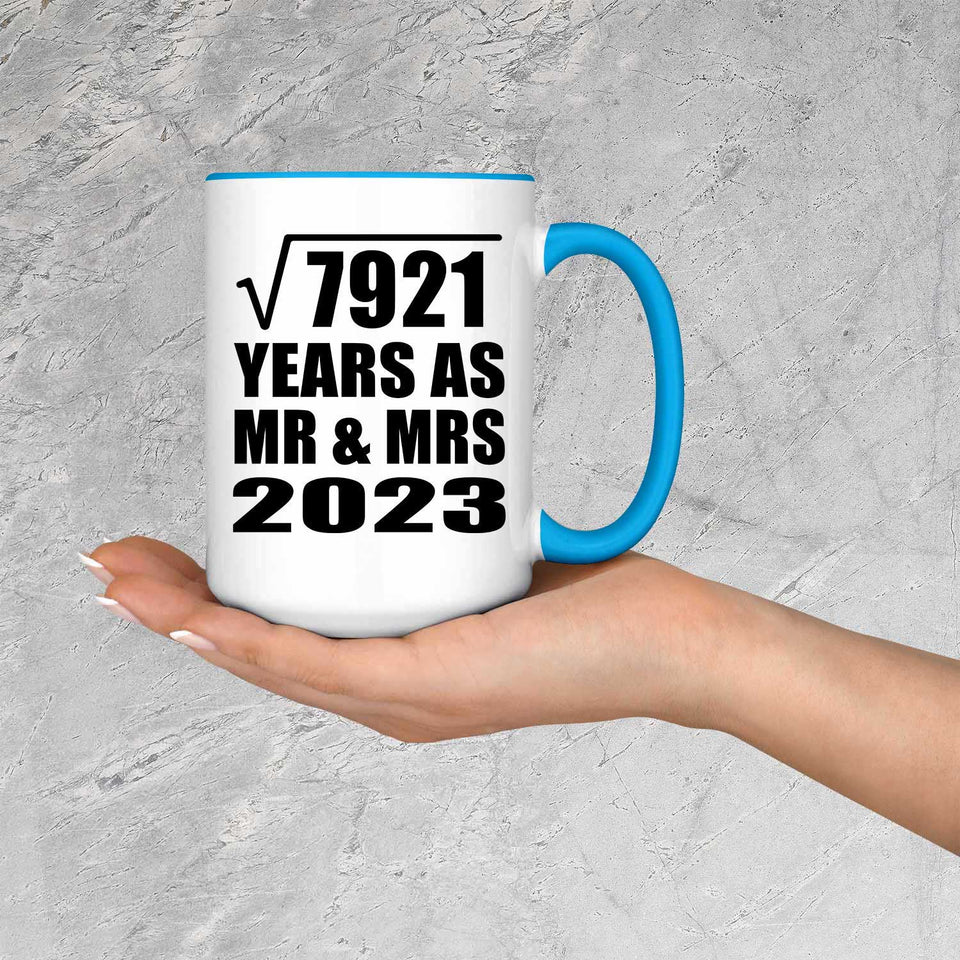 89th Anniversary Square Root of 7921 Years As Mr & Mrs 2023 - 15oz Accent Mug Blue