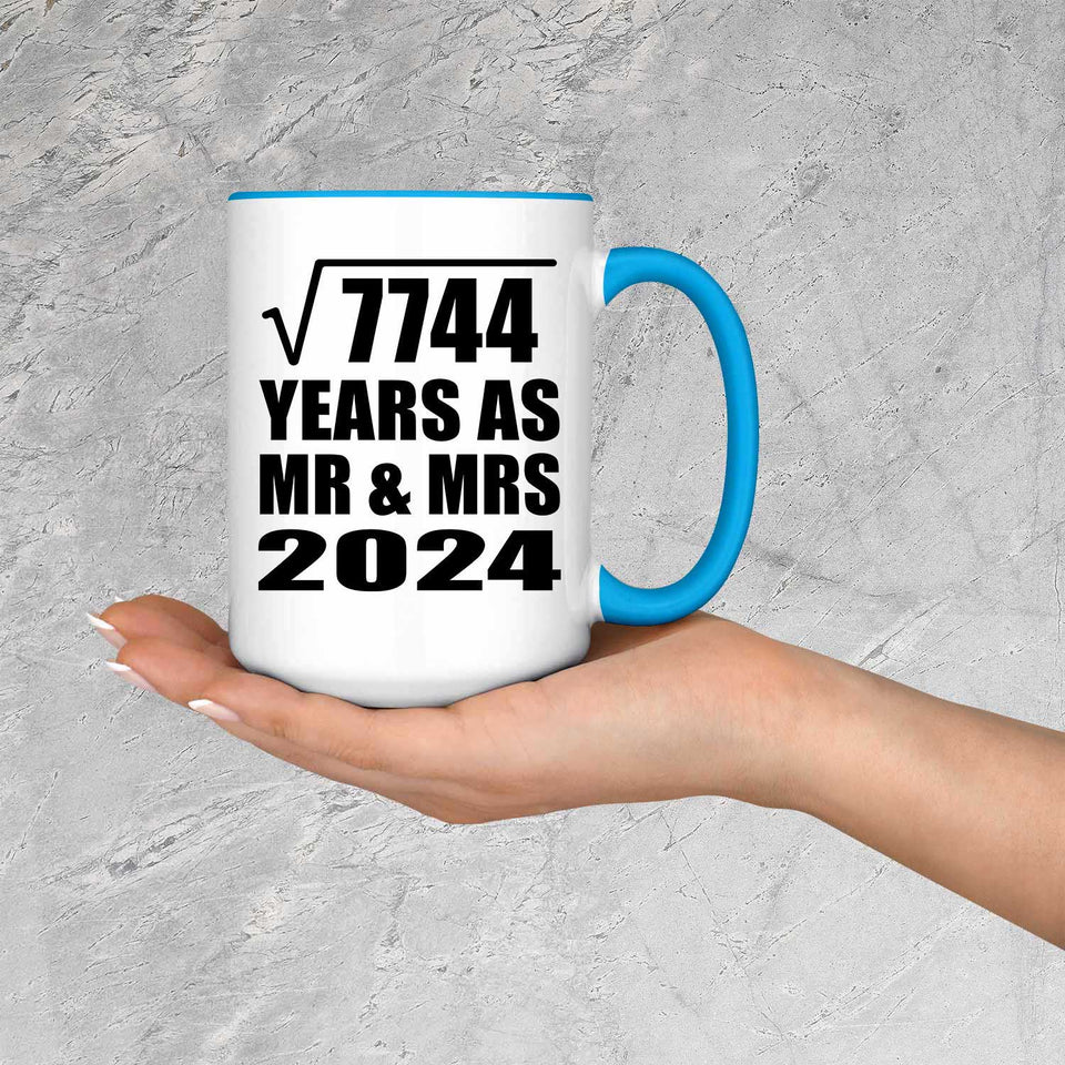 88th Anniversary Square Root of 7744 Years As Mr & Mrs 2024 - 15oz Accent Mug Blue