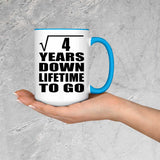 2nd Anniversary Square Root of 4 Years Lifetime To Go - 15oz Accent Mug Blue
