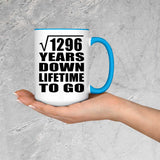 36th Anniversary Square Root of 1296 Years Lifetime To Go - 15oz Accent Mug Blue