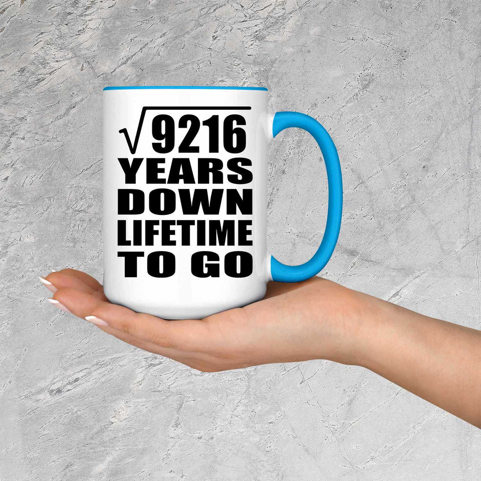 96th Anniversary Square Root of 9216 Years Lifetime To Go - 15oz Accent Mug Blue