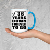 6th Anniversary Square Root of 36 Years Down Forever To Go - 15oz Accent Mug Blue