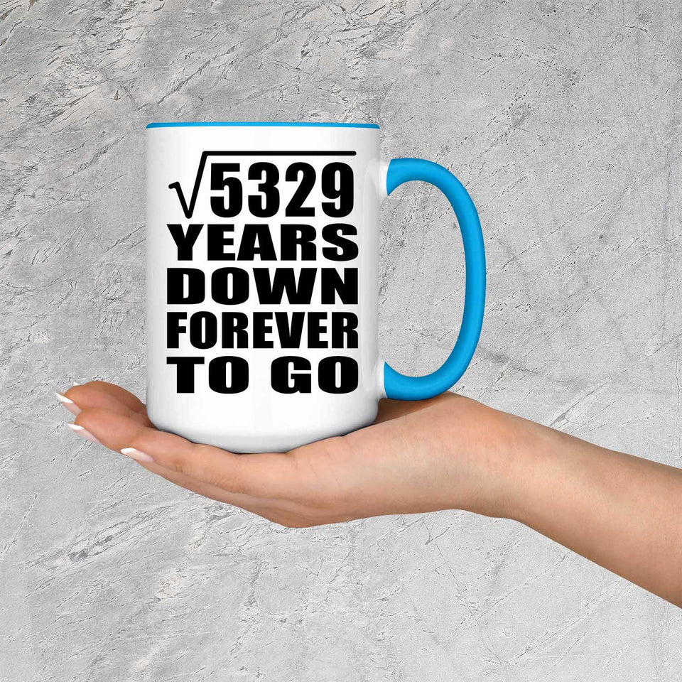 73rd Anniversary Square Root of 5329 Years Down Forever To Go - 15oz Accent Mug Blue