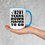 91st Anniversary Square Root of 8281 Years Down Forever To Go - 15oz Accent Mug Blue