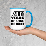 20th Anniversary Square Root of 400 Years of Being Mr Right - 15oz Accent Mug Blue