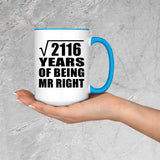 46th Anniversary Square Root of 2116 Years of Being Mr Right - 15oz Accent Mug Blue