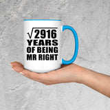 54th Anniversary Square Root of 2916 Years of Being Mr Right - 15oz Accent Mug Blue