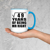 7th Anniversary Square Root of 49 Years of Being Mr Right - 15oz Accent Mug Blue