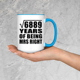 83rd Anniversary Square Root of 6889 Years of Being Mrs Right - 15oz Accent Mug Blue