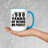 30th Anniversary Square Root of 900 Years of Mr Perfect - 15oz Accent Mug Blue
