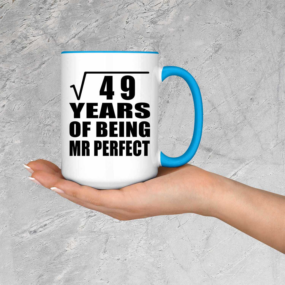 7th Anniversary Square Root of 49 Years of Mr Perfect - 15oz Accent Mug Blue