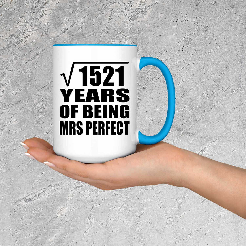 39th Anniversary Square Root of 1521 Years of Mrs Perfect - 15oz Accent Mug Blue