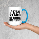 42nd Anniversary Square Root of 1764 Years of Mrs Perfect - 15oz Accent Mug Blue