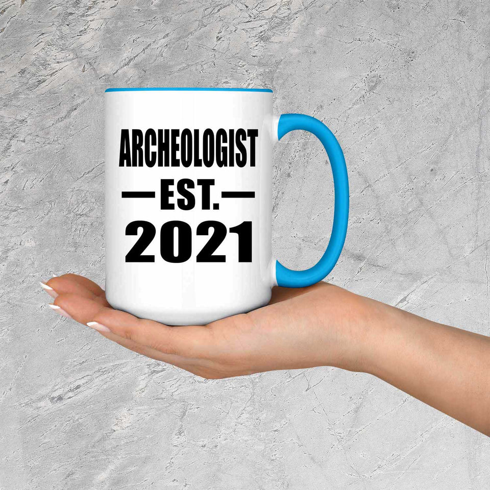Archeologist Established EST. 2021 - 15oz Accent Mug Blue