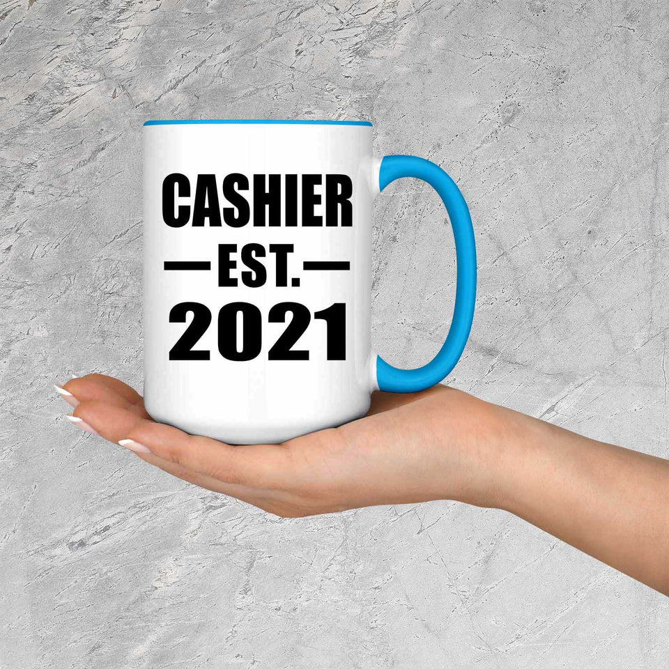 Cashier Established EST. 2021 - 15oz Accent Mug Blue