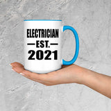 Electrician Established EST. 2021 - 15oz Accent Mug Blue