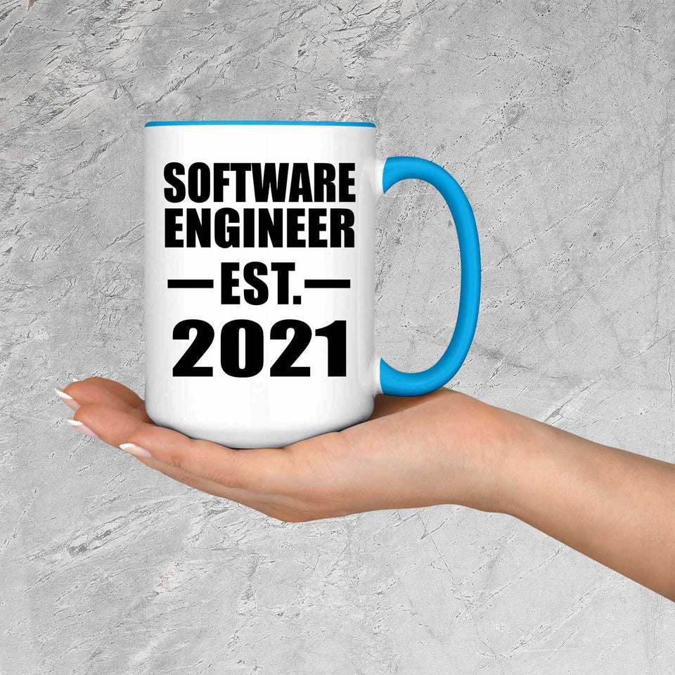 Software Engineer Established EST. 2021 - 15oz Accent Mug Blue