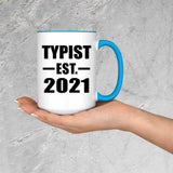 Typist Established EST. 2021 - 15oz Accent Mug Blue