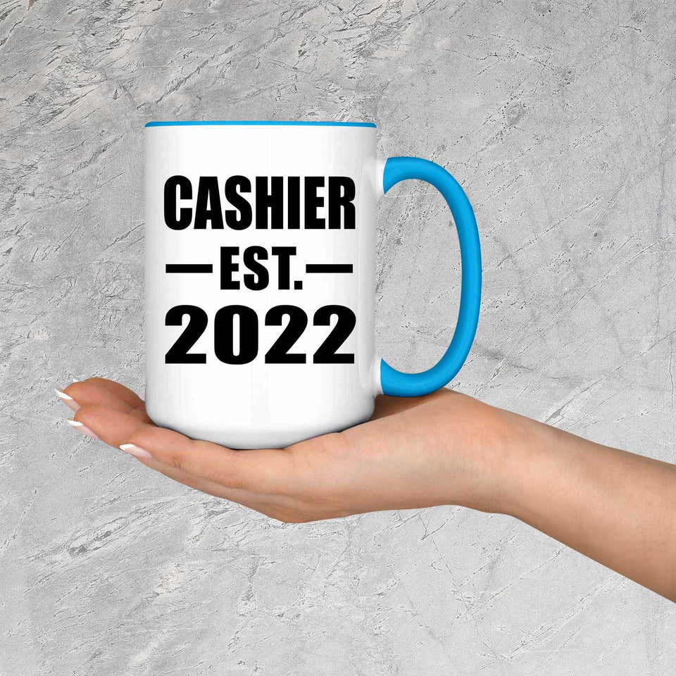 Cashier Established EST. 2022 - 15oz Accent Mug Blue