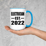 Electrician Established EST. 2022 - 15oz Accent Mug Blue
