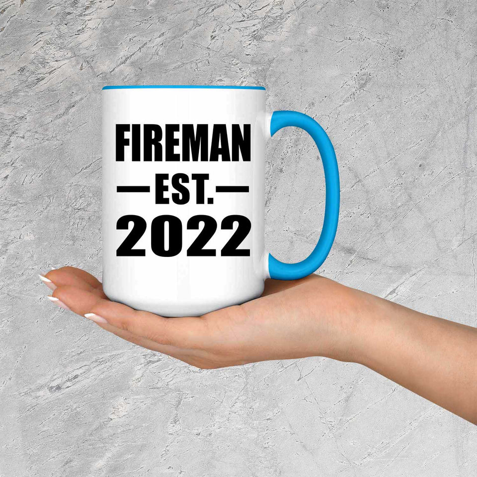 Fireman Established EST. 2022 - 15oz Accent Mug Blue