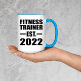 Fitness Trainer Established EST. 2022 - 15oz Accent Mug Blue