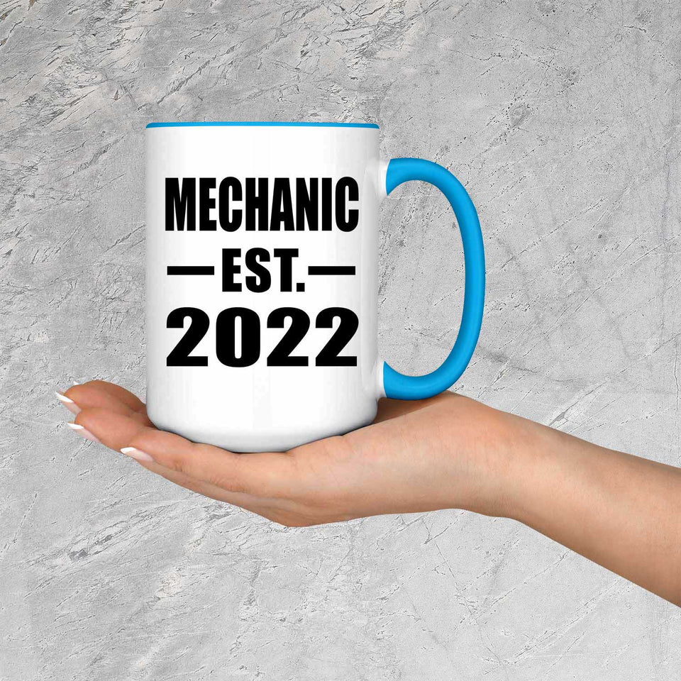 Mechanic Established EST. 2022 - 15oz Accent Mug Blue