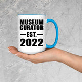 Museum Curator Established EST. 2022 - 15oz Accent Mug Blue