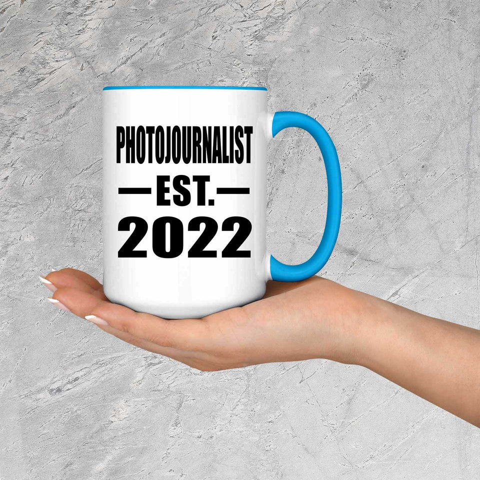 Photojournalist Established EST. 2022 - 15oz Accent Mug Blue
