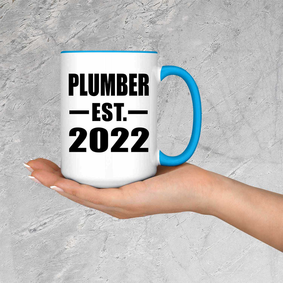 Plumber Established EST. 2022 - 15oz Accent Mug Blue