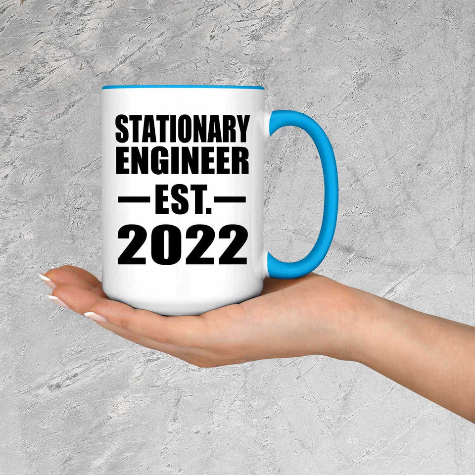 Stationary Engineer Established EST. 2022 - 15oz Accent Mug Blue