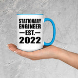 Stationary Engineer Established EST. 2022 - 15oz Accent Mug Blue