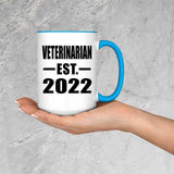 Veterinarian Established EST. 2022 - 15oz Accent Mug Blue