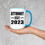Attorney Established EST. 2023 - 15oz Accent Mug Blue