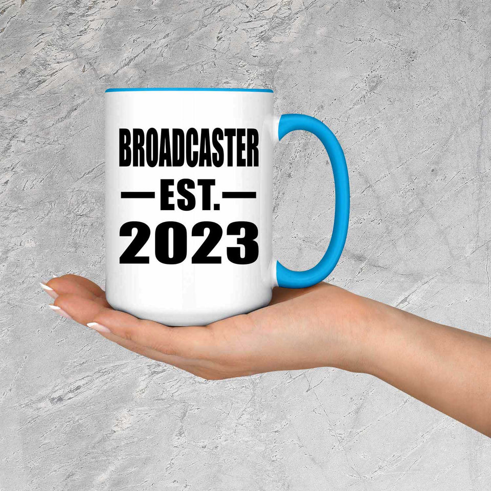 Broadcaster Established EST. 2023 - 15oz Accent Mug Blue