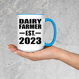 Dairy Farmer Established EST. 2023 - 15oz Accent Mug Blue