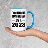 Engineering Technician Established EST. 2023 - 15oz Accent Mug Blue
