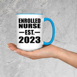 Enrolled Nurse Established EST. 2023 - 15oz Accent Mug Blue