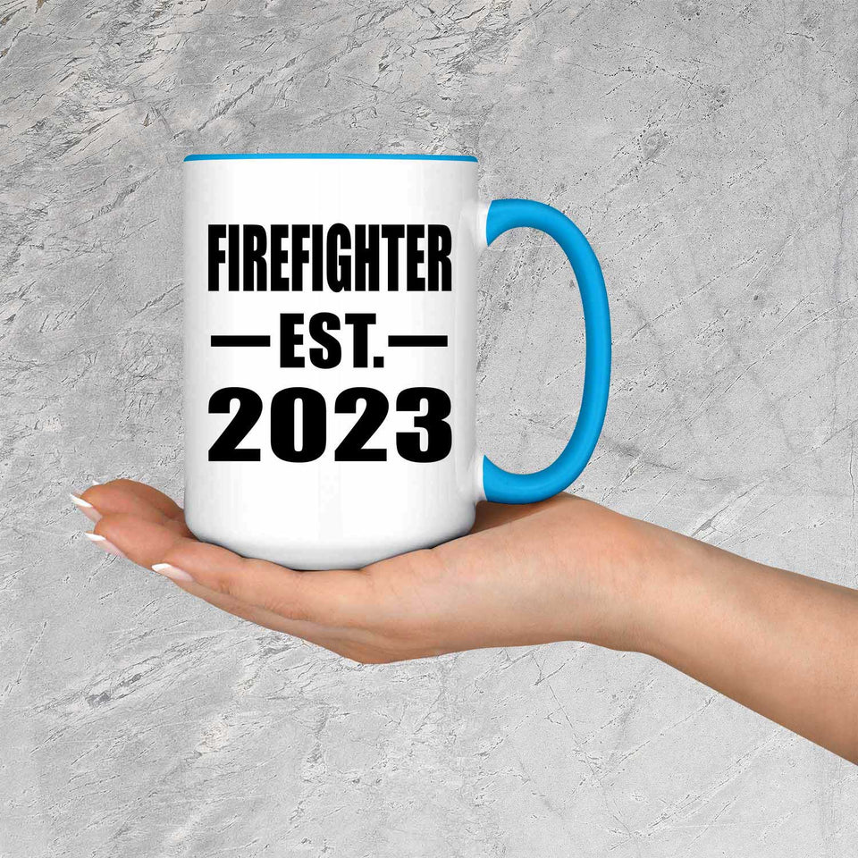 Firefighter Established EST. 2023 - 15oz Accent Mug Blue