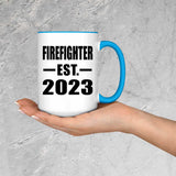 Firefighter Established EST. 2023 - 15oz Accent Mug Blue