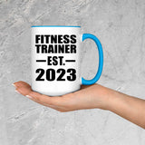 Fitness Trainer Established EST. 2023 - 15oz Accent Mug Blue
