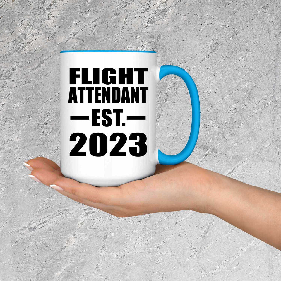 Flight Attendant Established EST. 2023 - 15oz Accent Mug Blue