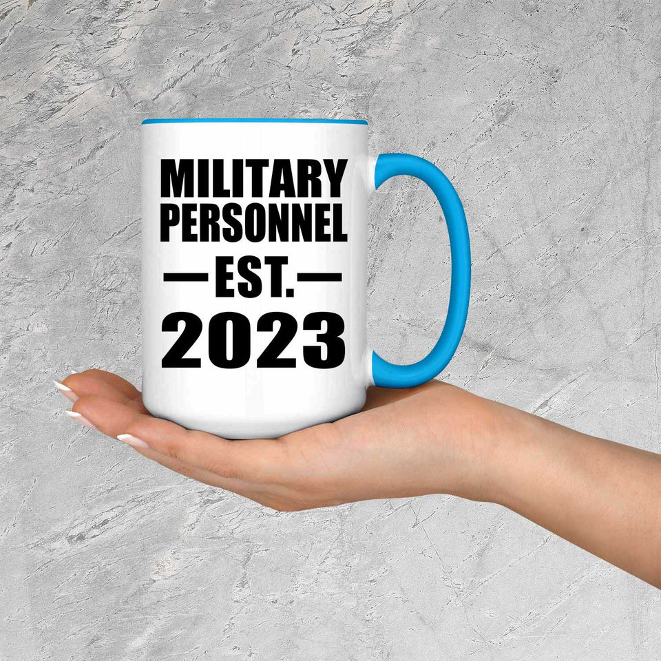 Military Personnel Established EST. 2023 - 15oz Accent Mug Blue
