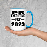 PR Executive Established EST. 2023 - 15oz Accent Mug Blue